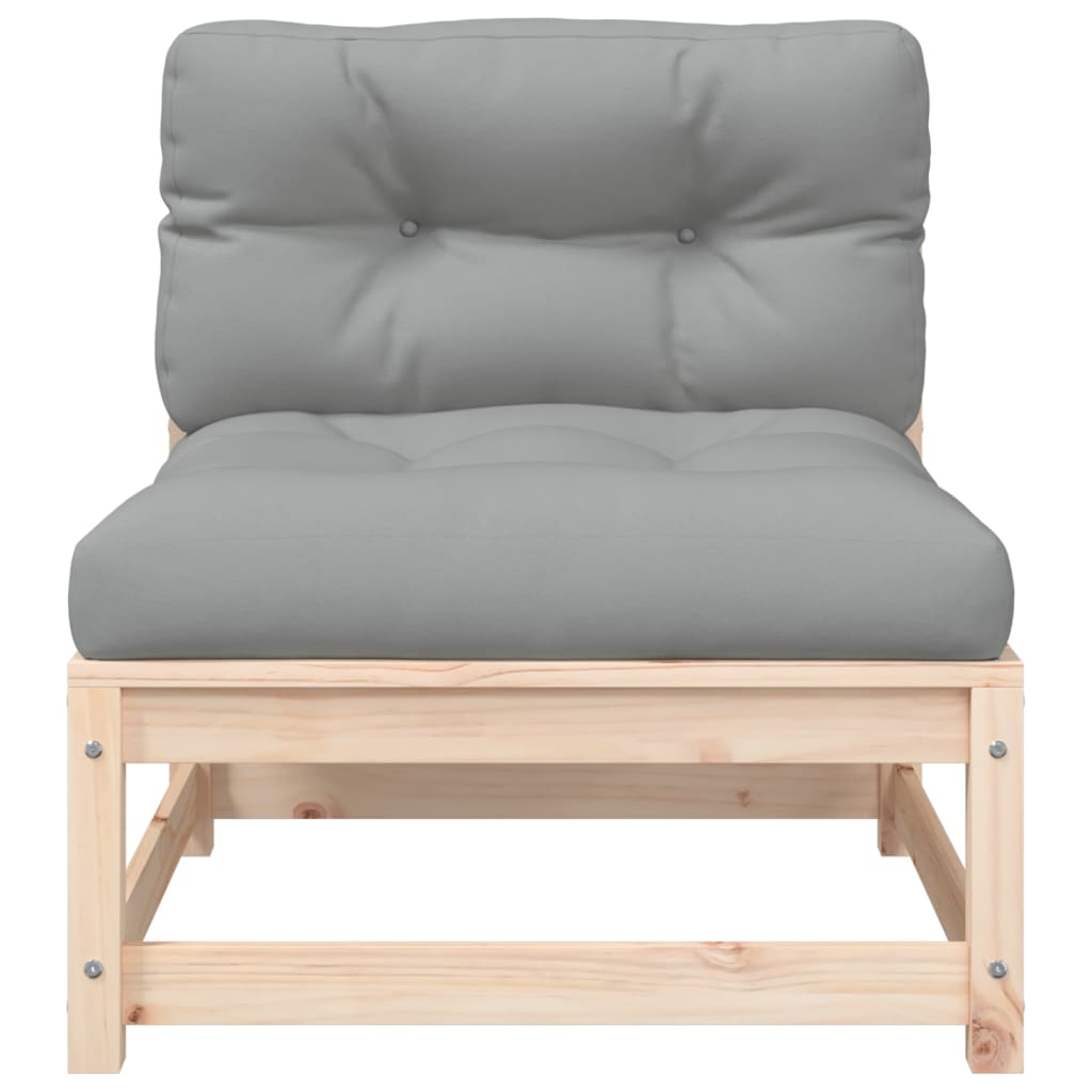 Garden sofa without armrests with cushions and stool