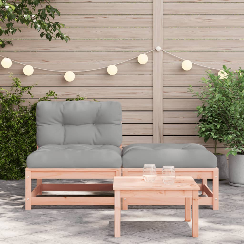 Garden sofa without armrests with cushions and stool