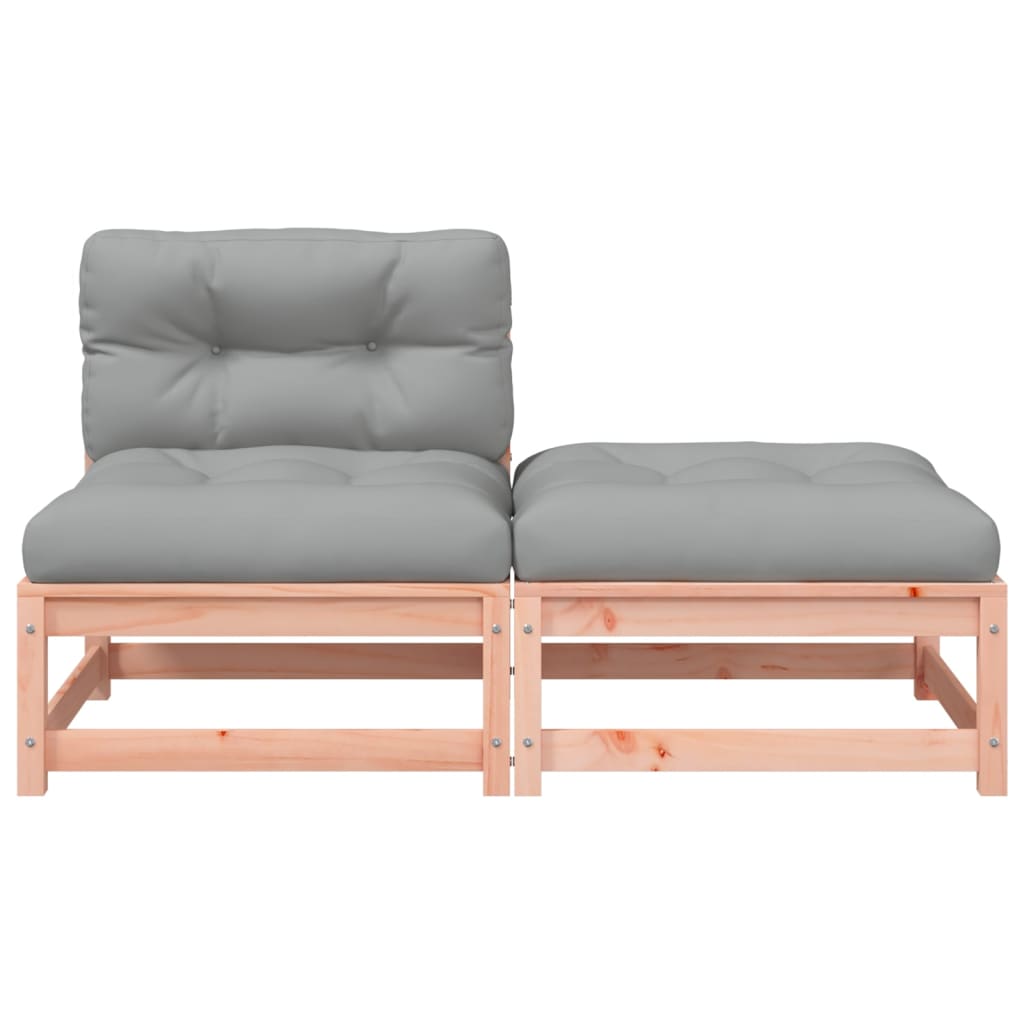 Garden sofa without armrests with cushions and stool