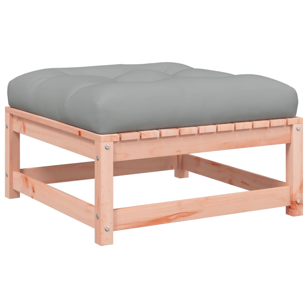 Garden sofa without armrests with cushions and stool