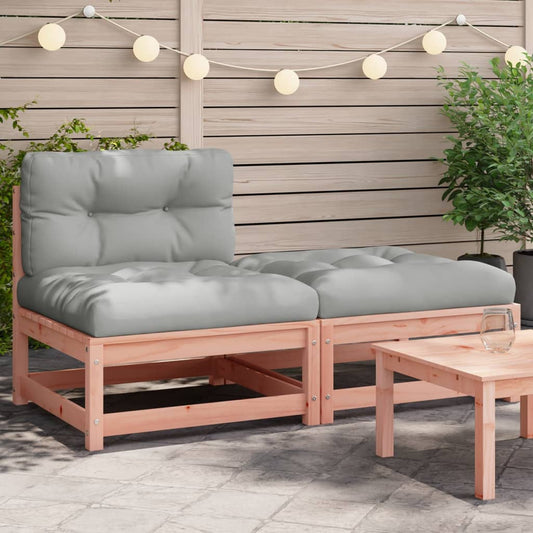 Garden sofa without armrests with cushions and stool
