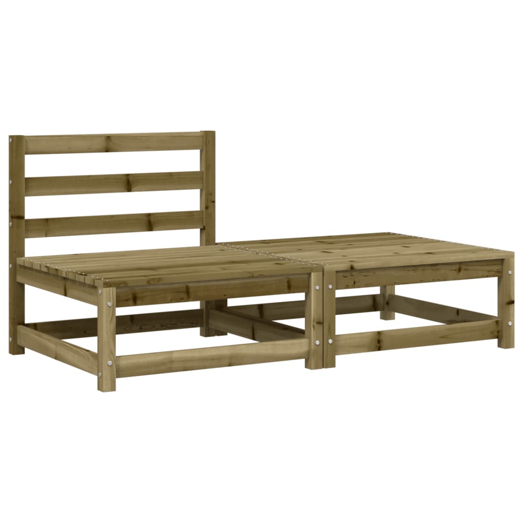 Garden sofa without armrests with cushions and stool