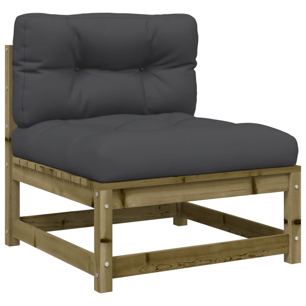 Garden sofa without armrests with cushions and stool