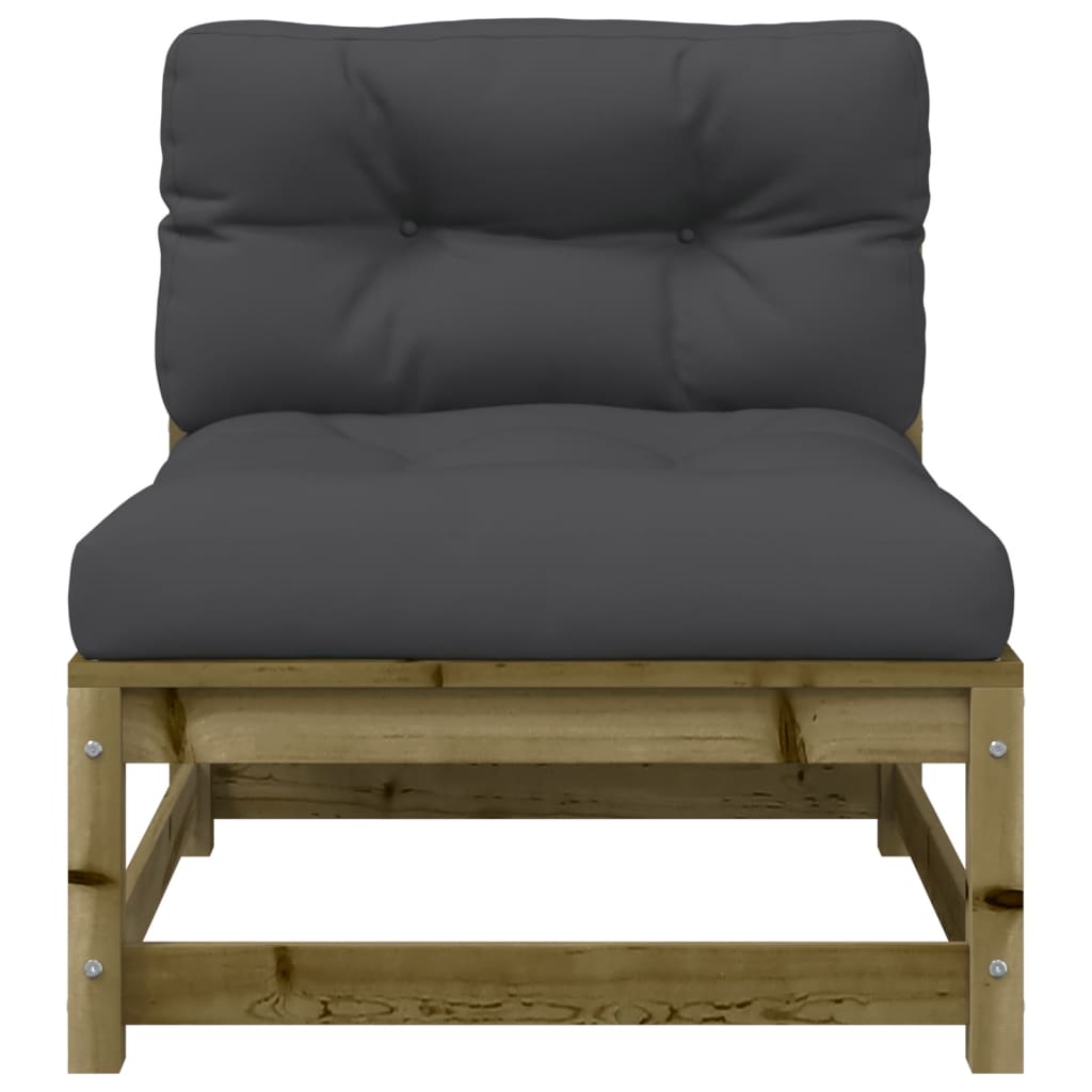 Garden sofa without armrests with cushions and stool