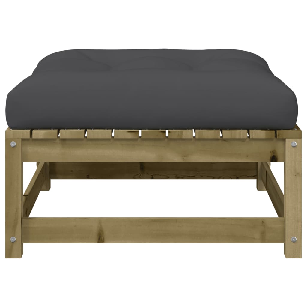 Garden sofa without armrests with cushions and stool