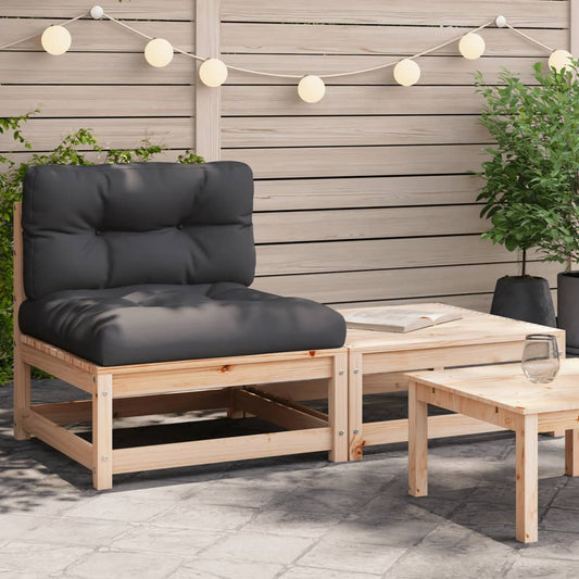 Garden sofa without armrests with cushions and stool