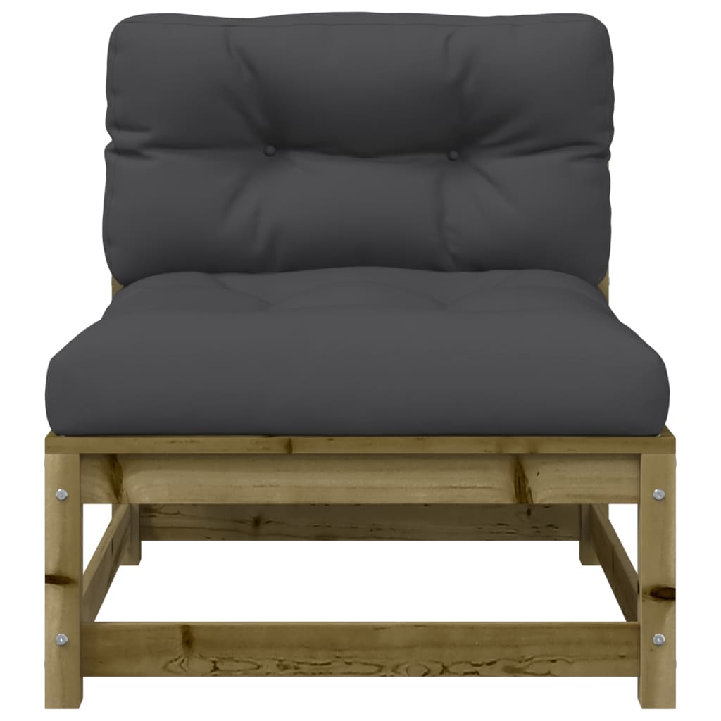Garden sofa without armrests with cushions and stool