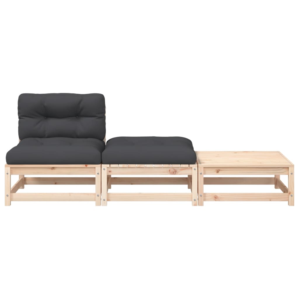 Garden sofa without armrests with cushions and stools