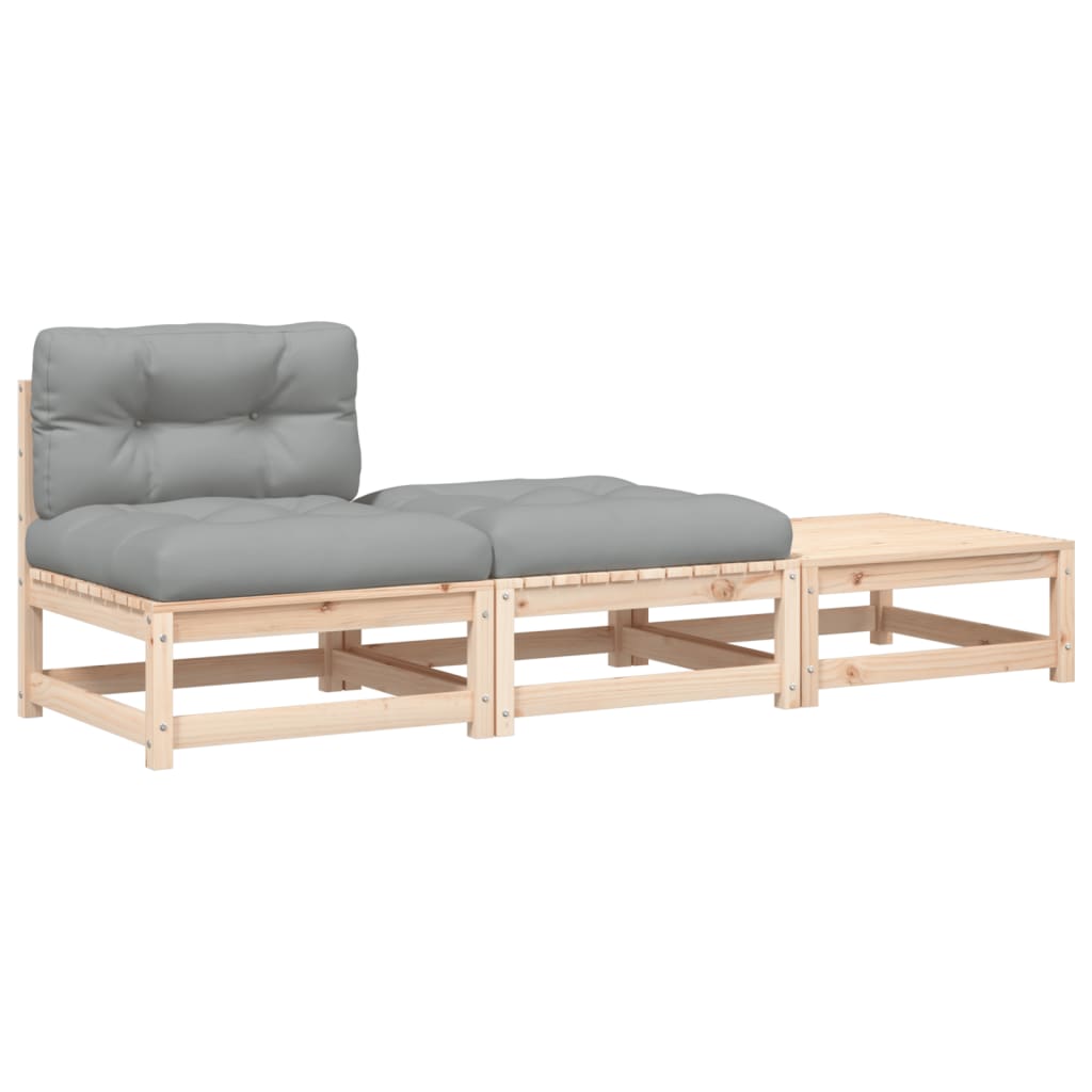 Garden sofa without armrests with cushions and stools