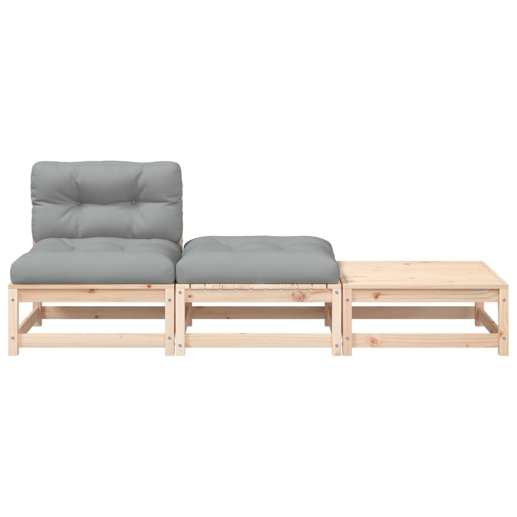 Garden sofa without armrests with cushions and stools