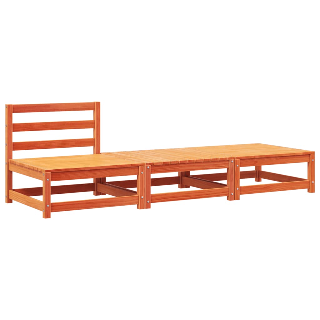 Garden sofa without armrests with cushions and stools