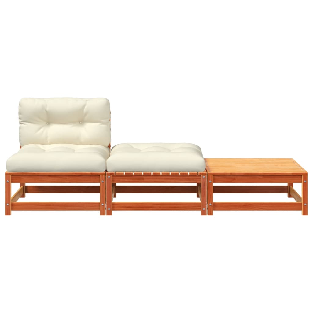Garden sofa without armrests with cushions and stools