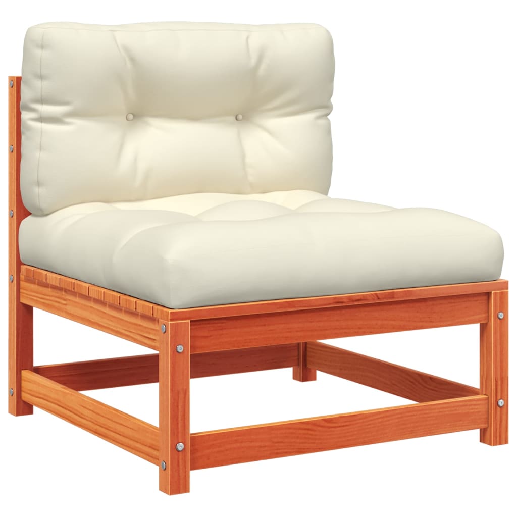 Garden sofa without armrests with cushions and stools