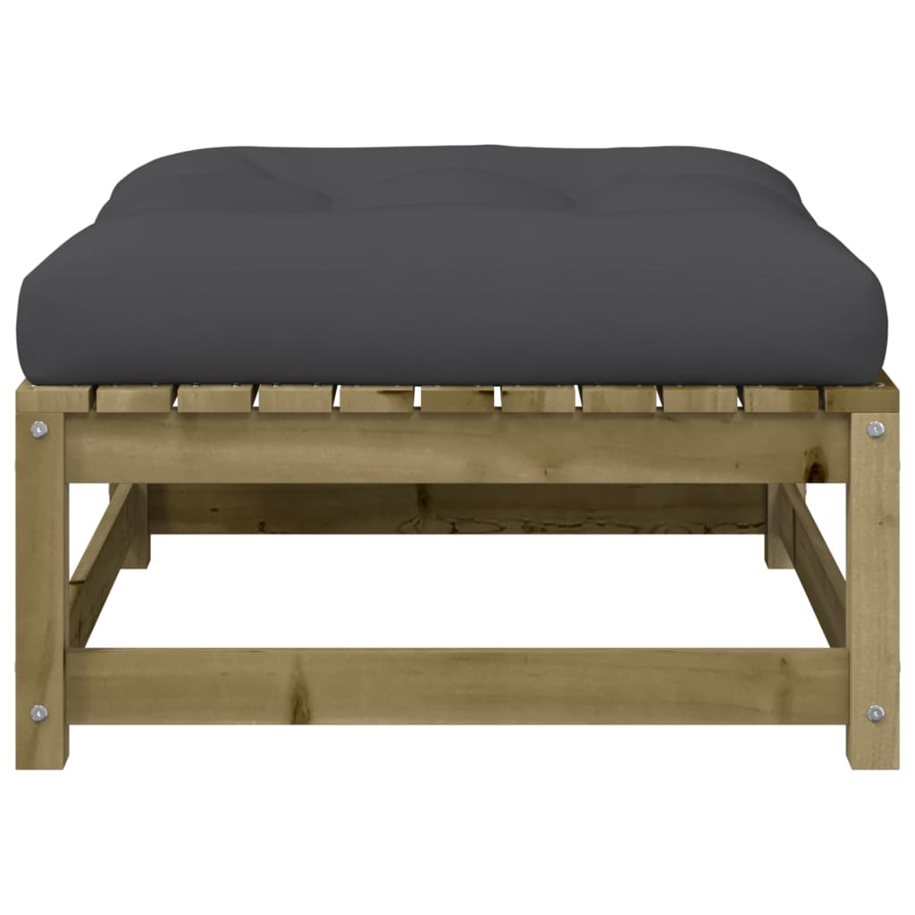 Garden sofa without armrests with cushions and stools