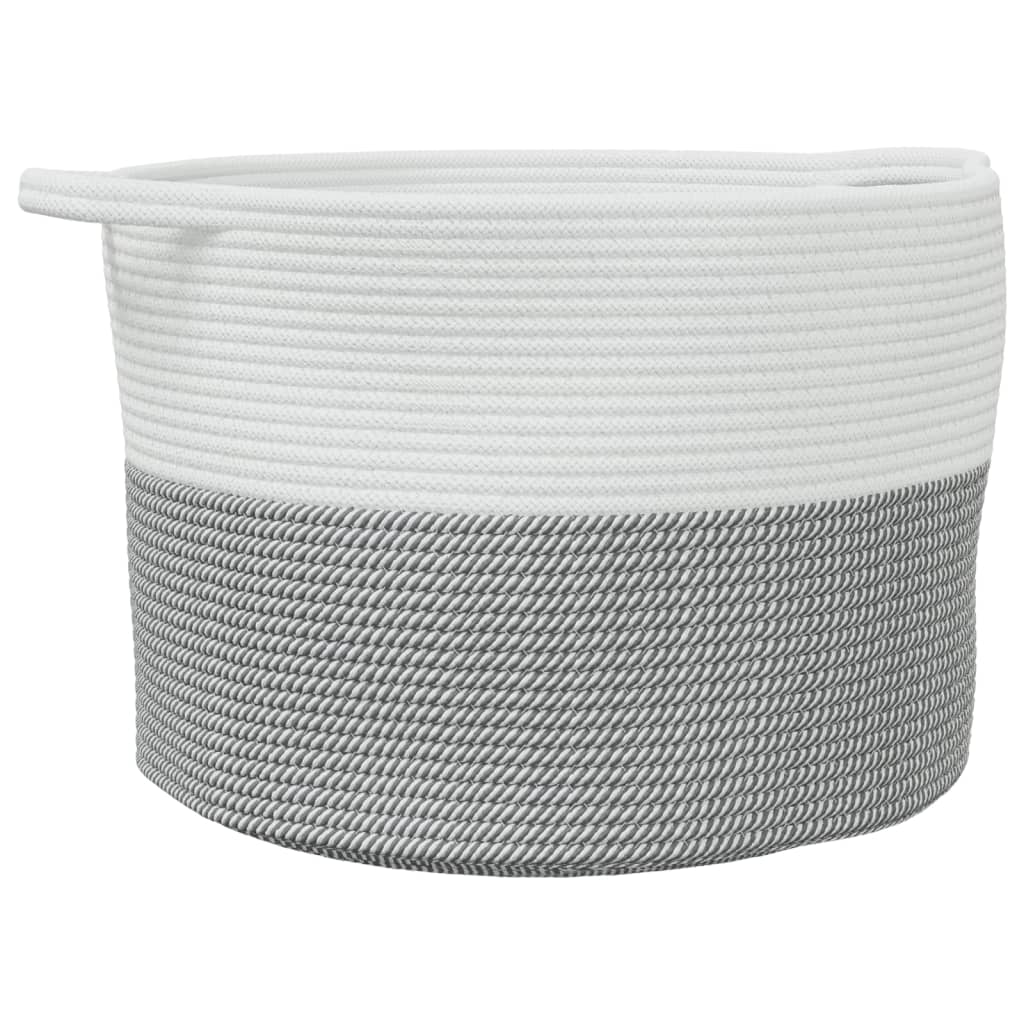 Laundry basket gray and white Ø55x36 cm cotton
