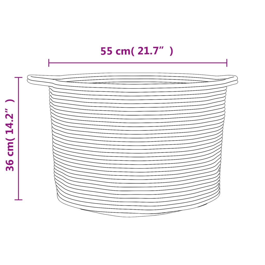 Laundry basket gray and white Ø55x36 cm cotton