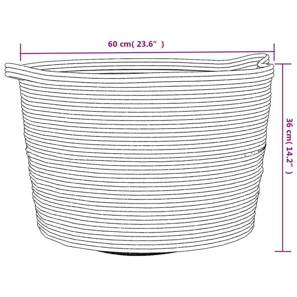 Laundry basket brown and white Ø60x36 cm cotton