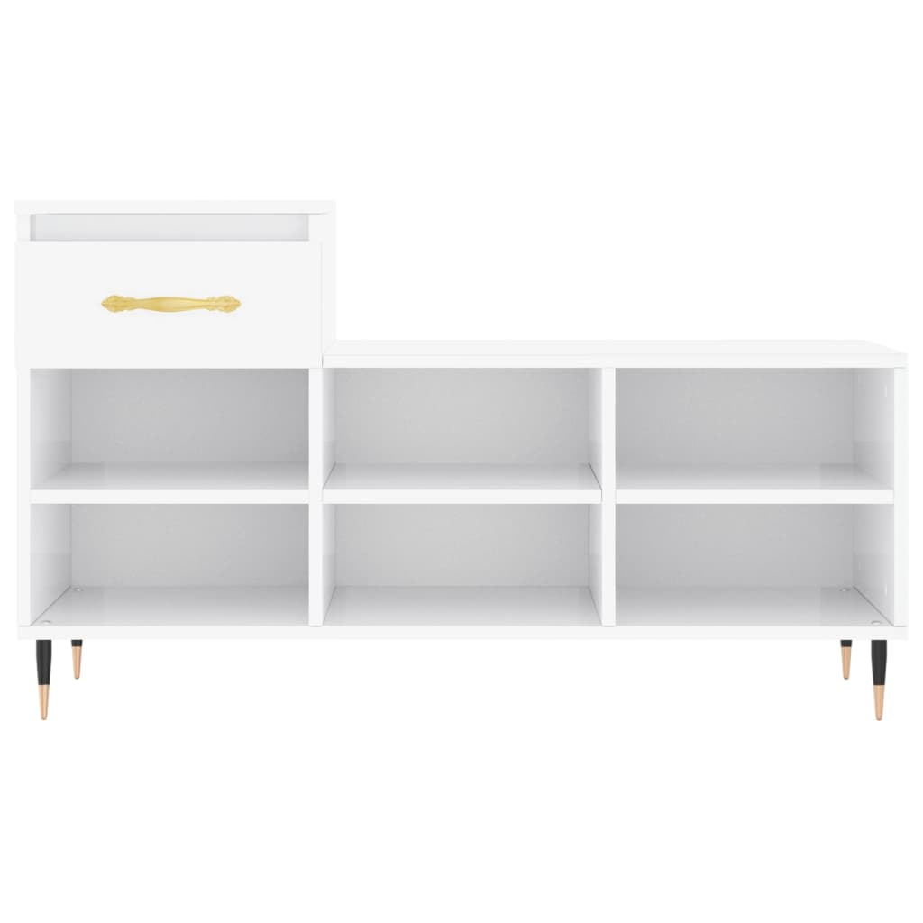 Shoe rack high-gloss white 102x36x60 cm made of wood