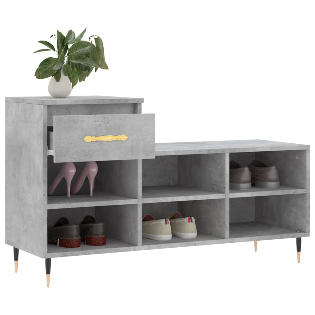 Shoe rack concrete gray 102x36x60 cm made of wood