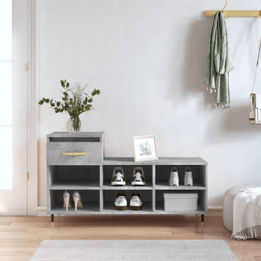 Shoe rack concrete gray 102x36x60 cm made of wood