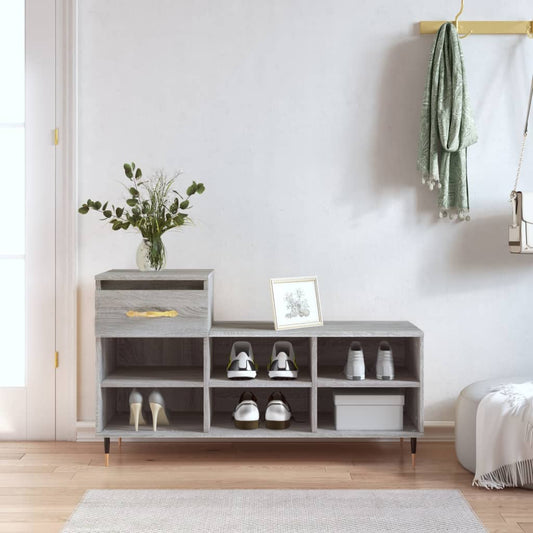 Étagère à chaussures gris Sonoma 102x36x60 cm en bois