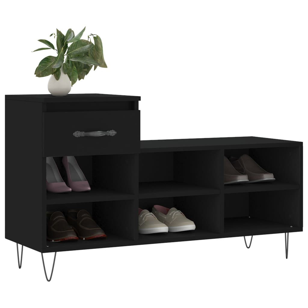 Étagère à chaussures noir 102x36x60 cm en bois