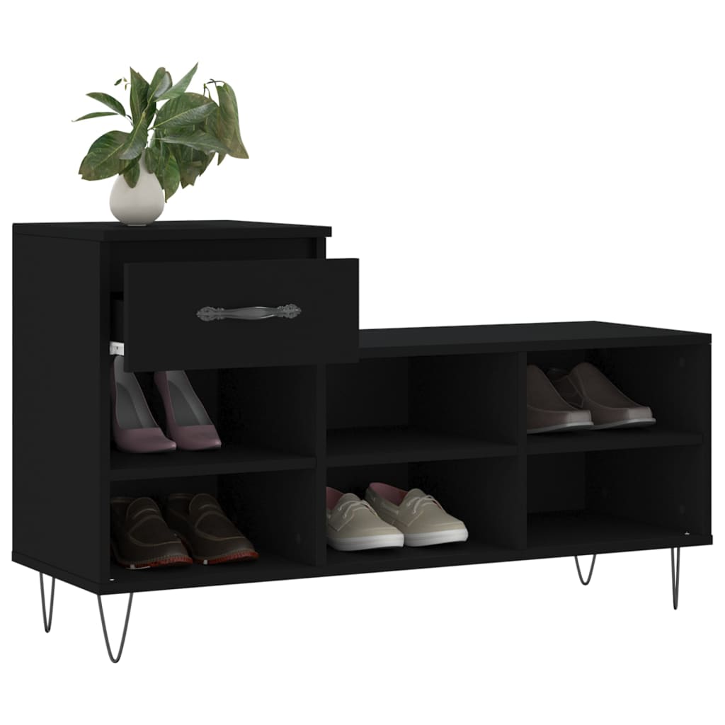 Étagère à chaussures noir 102x36x60 cm en bois