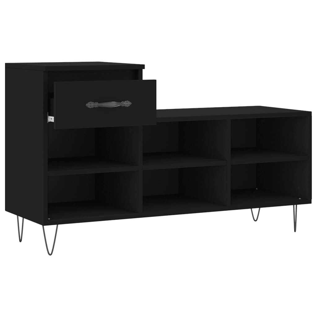 Étagère à chaussures noir 102x36x60 cm en bois