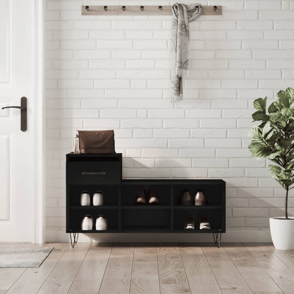 Étagère à chaussures noir 102x36x60 cm en bois