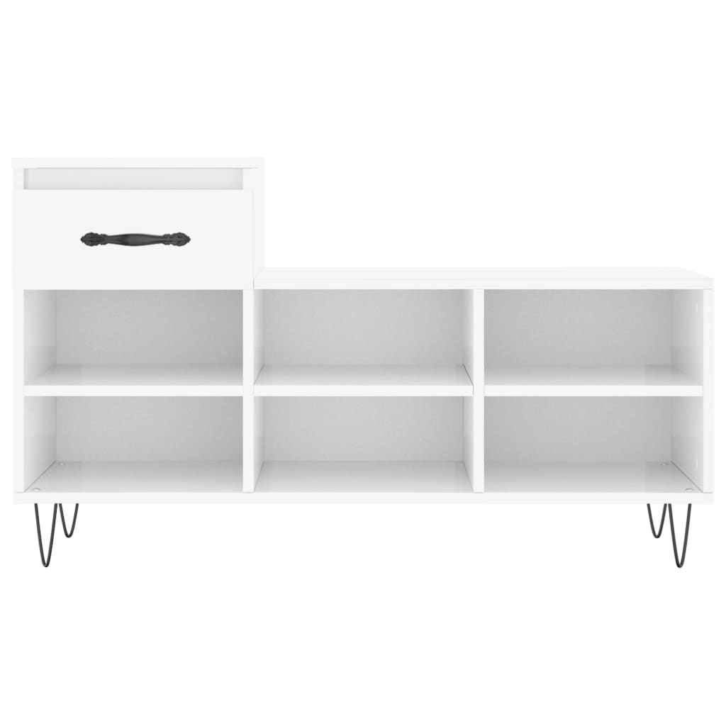 Shoe rack high-gloss white 102x36x60 cm made of wood