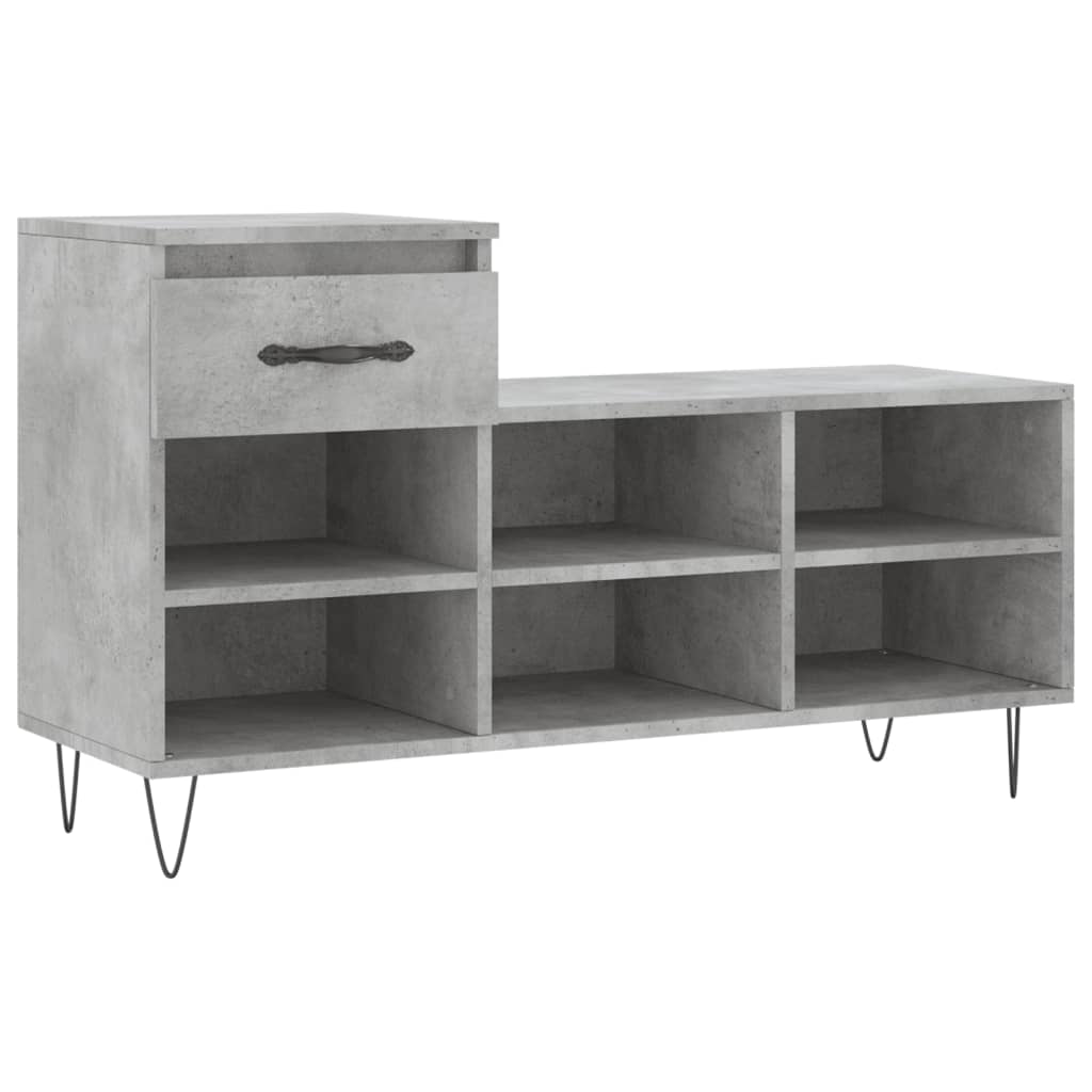 Shoe rack concrete gray 102x36x60 cm made of wood