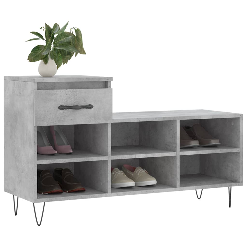 Shoe rack concrete gray 102x36x60 cm made of wood