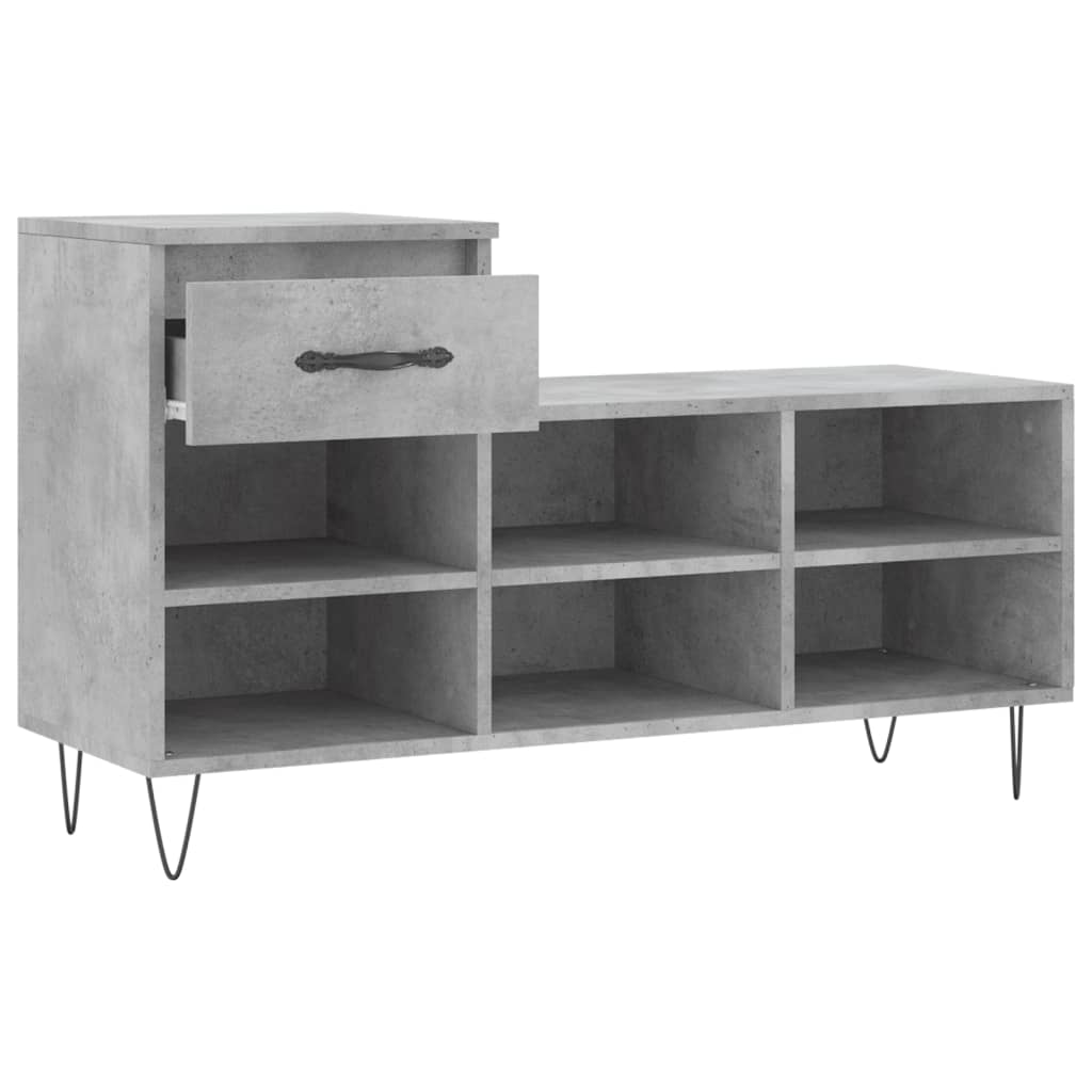 Shoe rack concrete gray 102x36x60 cm made of wood
