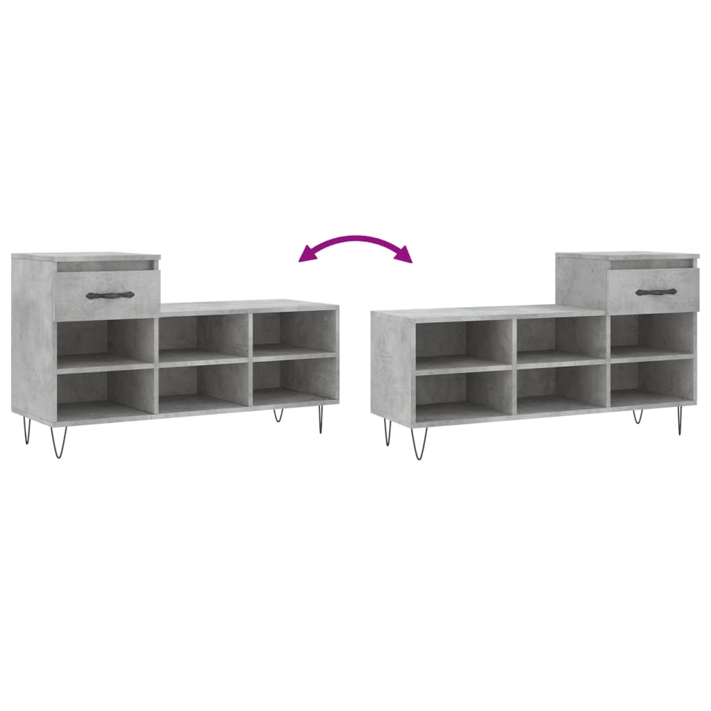 Shoe rack concrete gray 102x36x60 cm made of wood