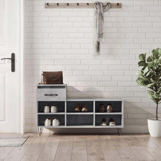 Shoe rack concrete gray 102x36x60 cm made of wood