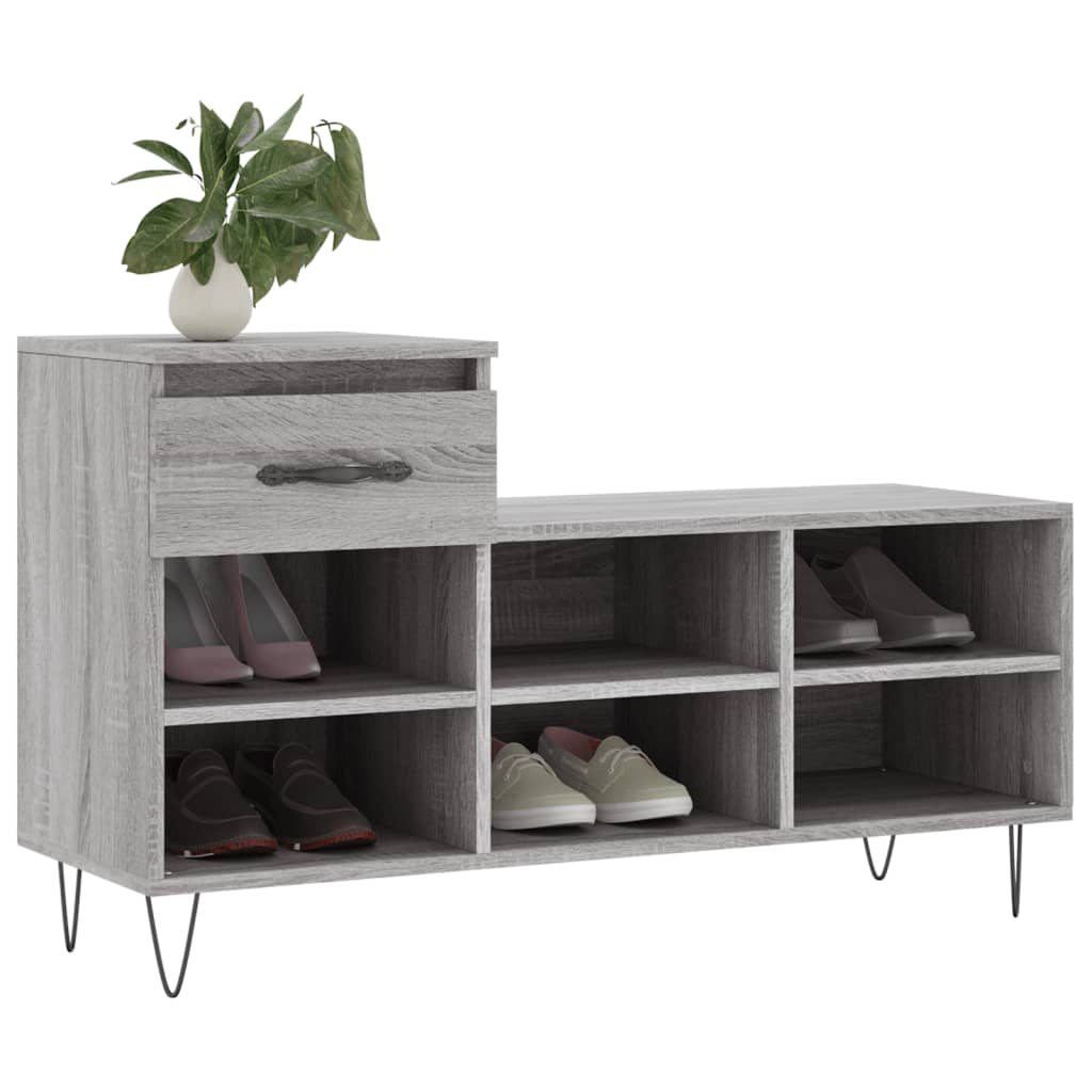 Étagère à chaussures gris Sonoma 102x36x60 cm en bois