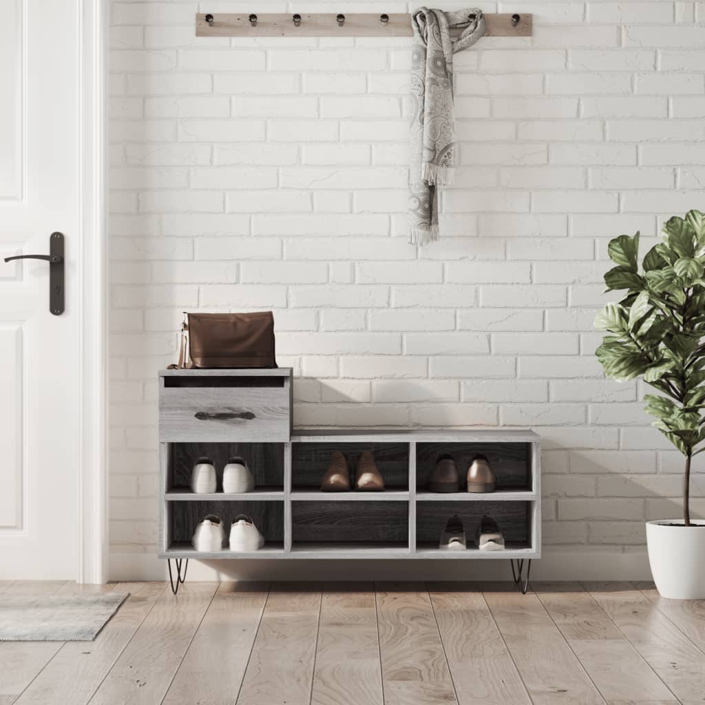 Étagère à chaussures gris Sonoma 102x36x60 cm en bois