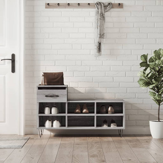 Étagère à chaussures gris Sonoma 102x36x60 cm en bois