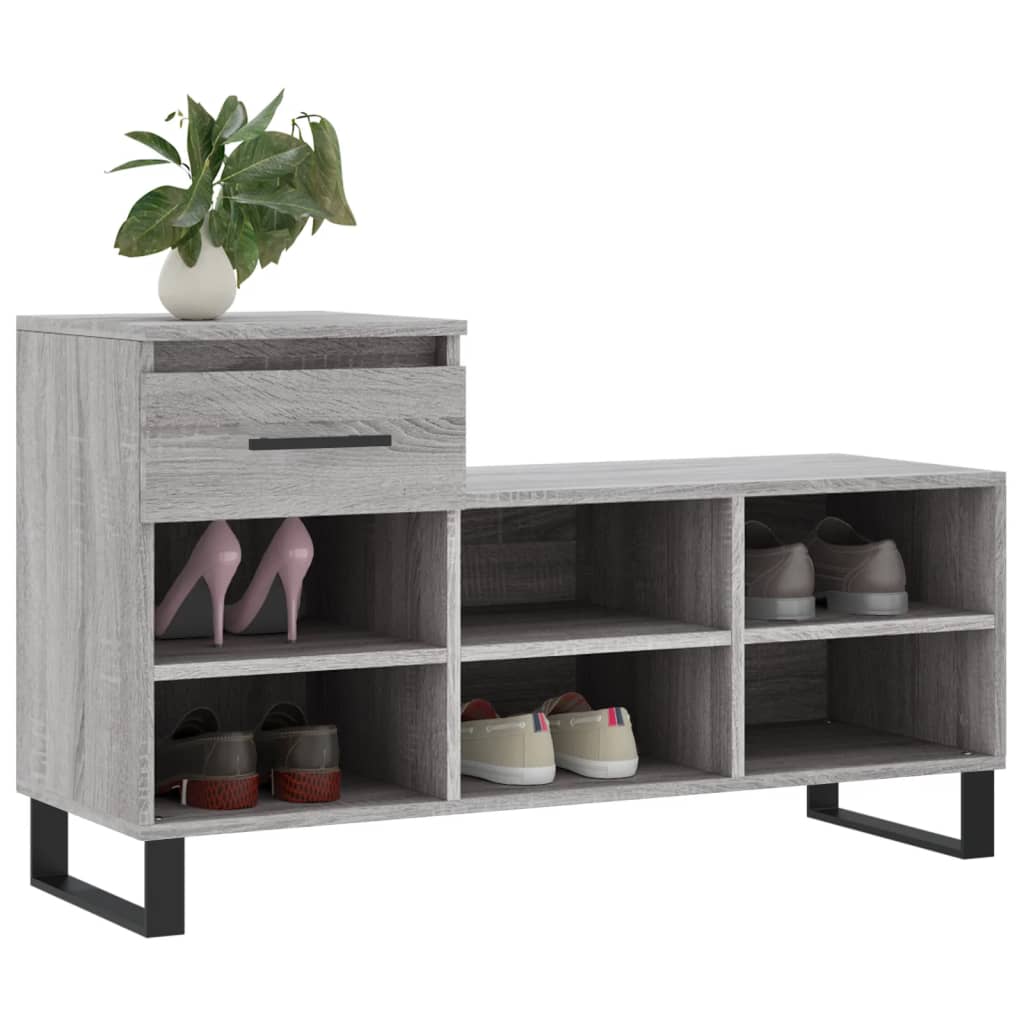 Étagère à chaussures gris Sonoma 102x36x60 cm en bois