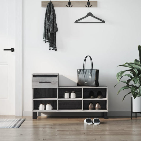Shoe rack gray Sonoma 102x36x60 cm made of wood