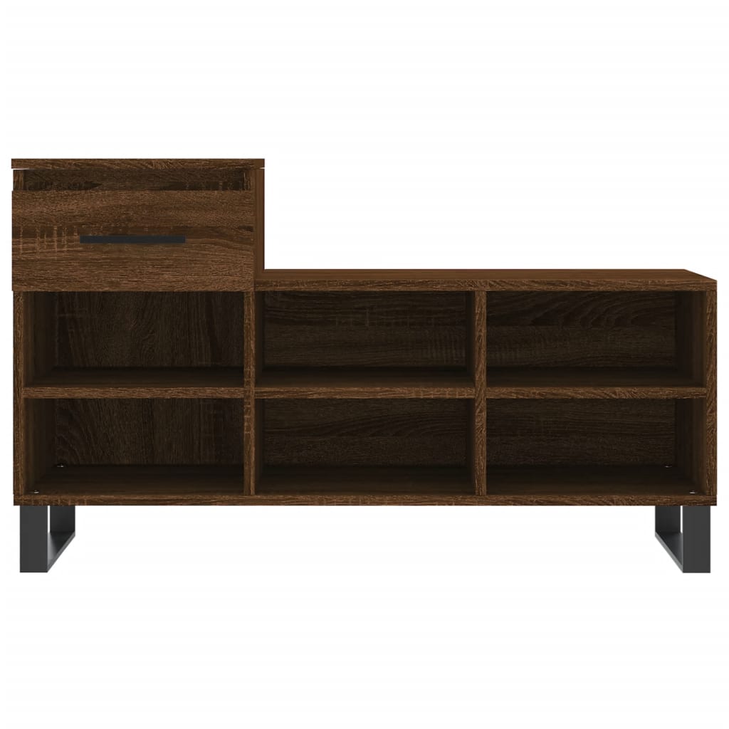 Étagère à chaussures aspect chêne marron 102x36x60 cm en bois