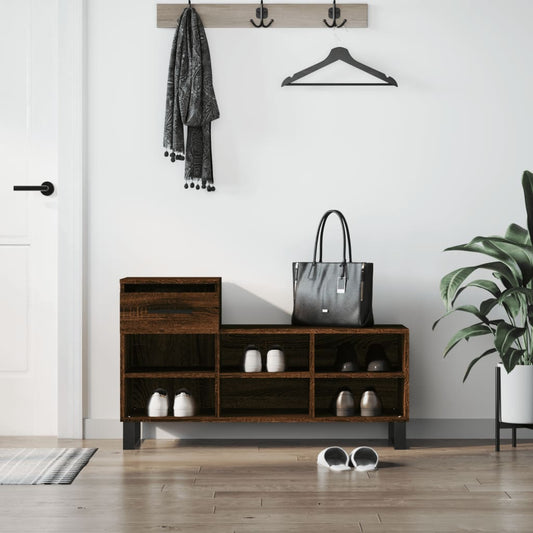 Shoe rack brown oak look 102x36x60 cm made of wood