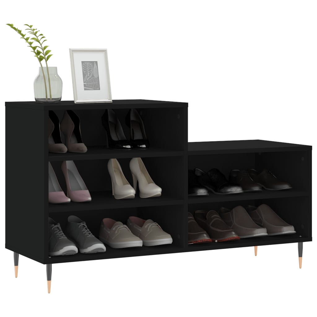 Étagère à chaussures noir 102x36x60 cm en bois