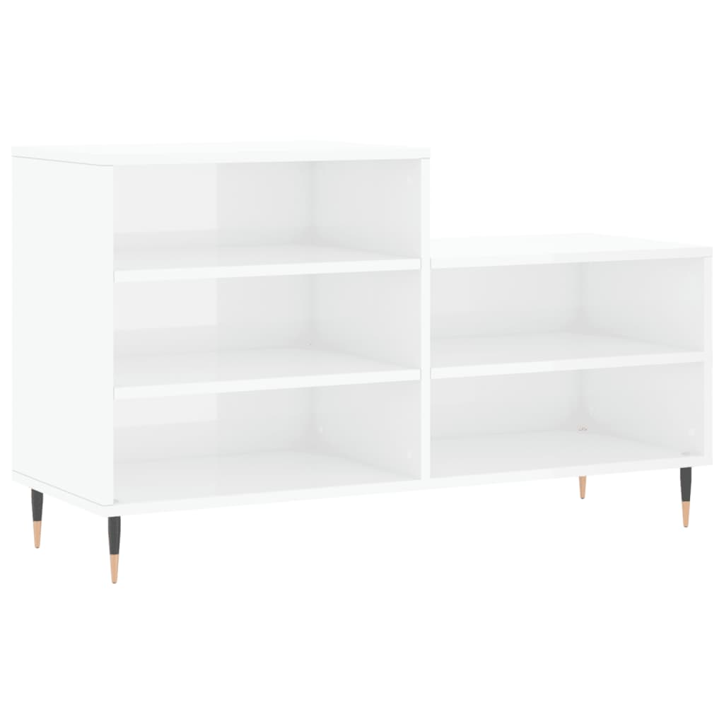 Étagère à chaussures blanc brillant 102x36x60 cm en bois