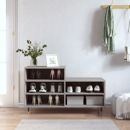 Shoe rack gray Sonoma 102x36x60 cm made of wood