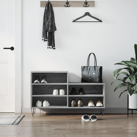 Shoe rack gray Sonoma 102x36x60 cm made of wood
