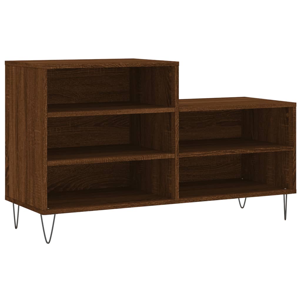 Étagère à chaussures aspect chêne marron 102x36x60 cm en bois