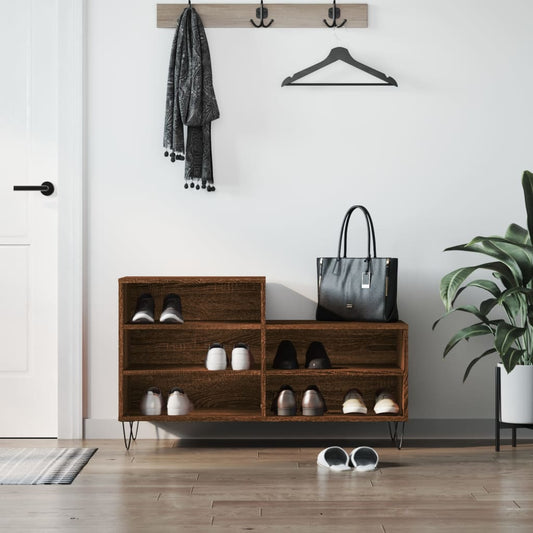 Shoe rack brown oak look 102x36x60 cm made of wood