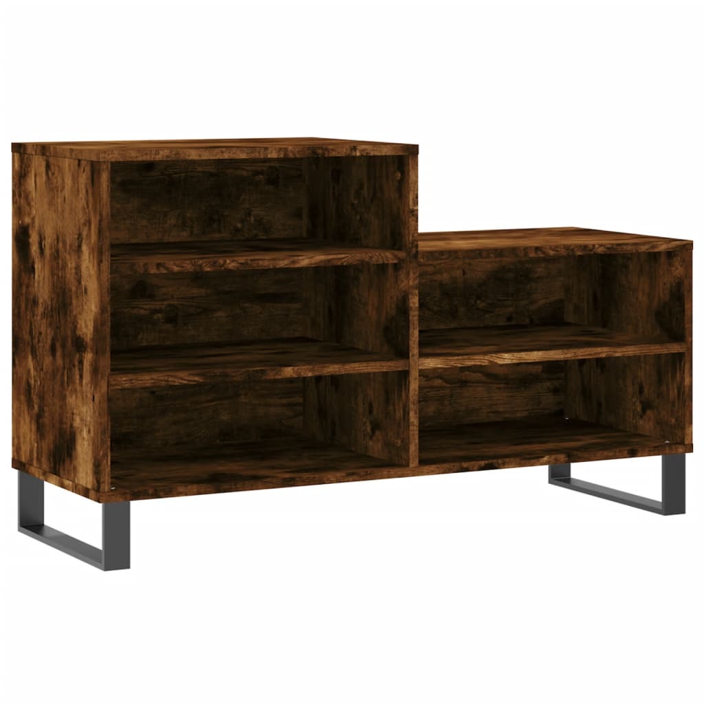 Étagère à chaussures chêne fumé 102x36x60 cm en bois