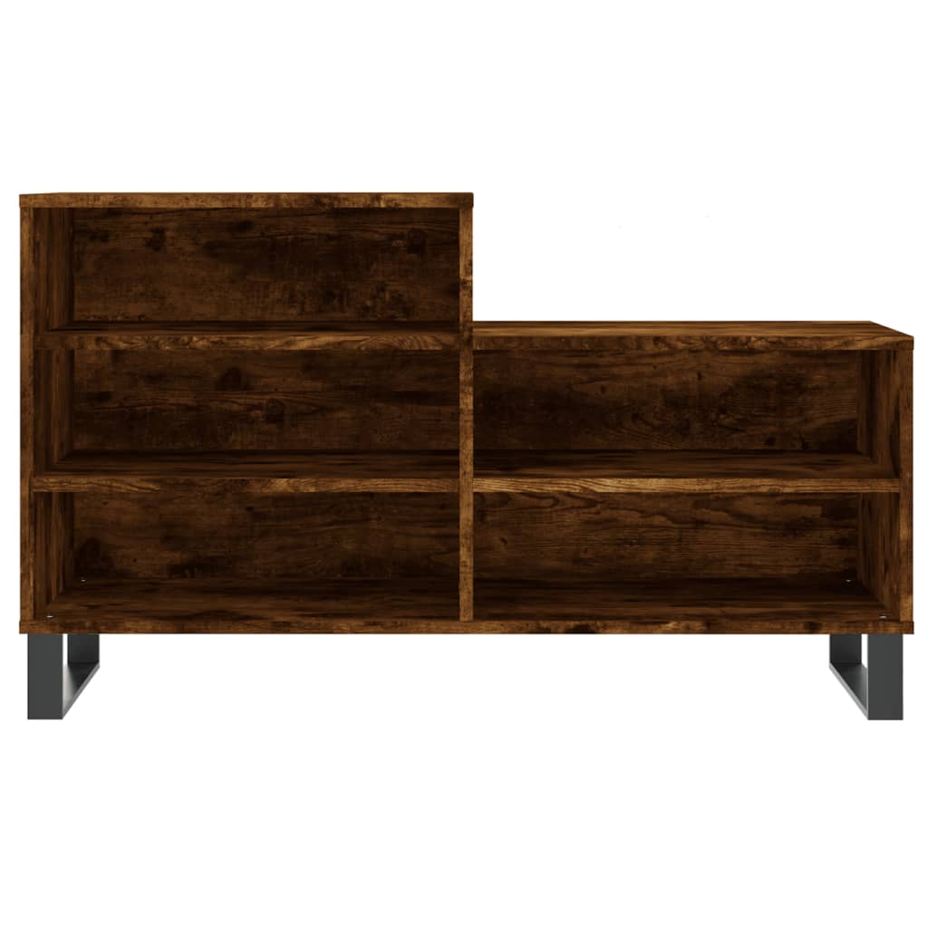 Étagère à chaussures chêne fumé 102x36x60 cm en bois